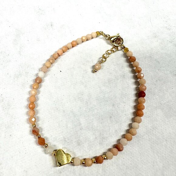 Pink Opal Bracelet with heart charm - Picture 1 of 5
